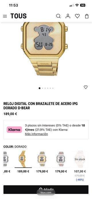 Reloj Tous Dorado resistente al agua