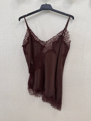 Top lencero encaje chocolate