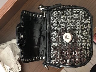 Mini pochette Roccobarocco paillettes oro nero