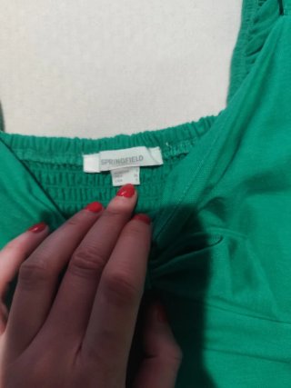 Blusa Verde Con Mangas Cortas Abullonadas Talla S