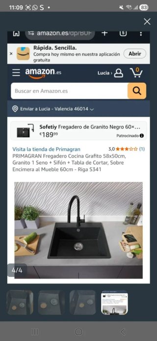 Fregadero de cocina de granito negro