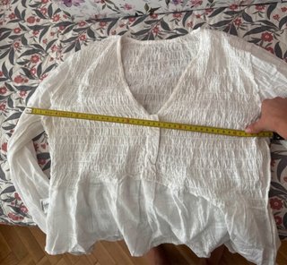Blusa blanca manga larga, de algodón fresquita