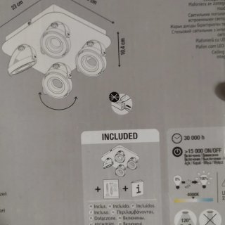 Plafón de techo 4 focos