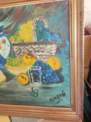 Cuadro Óleo Bodegón Años 80. 90×70 ctms