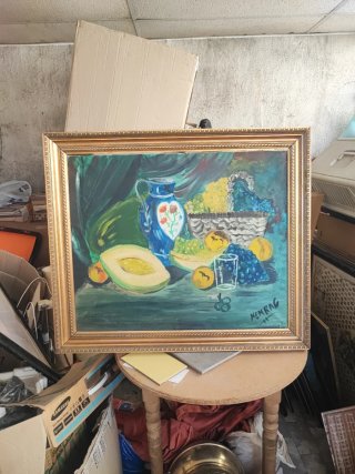 Cuadro Óleo Bodegón Años 80. 90×70 ctms