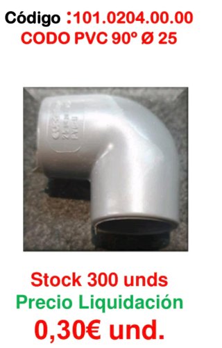 Lote 50ud Codo PVC 90° Ø 25