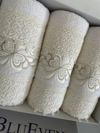 Set 6 Asciugamani Ospiti Ricamati Beige