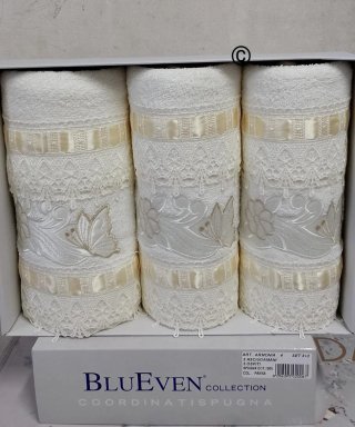 Set 6 Asciugamani Ospiti Ricamati Beige