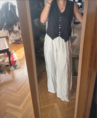 Pantalón fluido beige