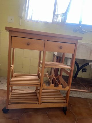 Mesa auxiliar madera con ruedas