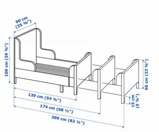 Cama infantil extensible Ikea BUSUNGE + Colchon
