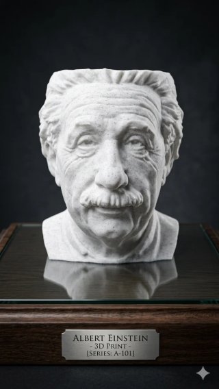 Macetero Cabeza Einstein Mármol Gris