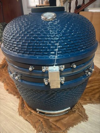 Barbacoa de carbón cerámica azul