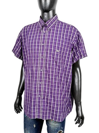 Camicia Lacoste 45 Uomo XXXL Viola Quadri Vintage