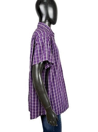 Camicia Lacoste 45 Uomo XXXL Viola Quadri Vintage