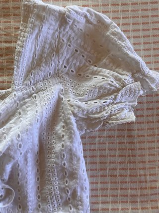 Romwe Croptop Pizzo Sangallo Bianco Cotone veste S