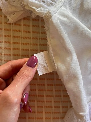 Romwe Croptop Pizzo Sangallo Bianco Cotone veste S