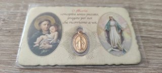 Estampa religiosa con medalla Virgen Milagrosa