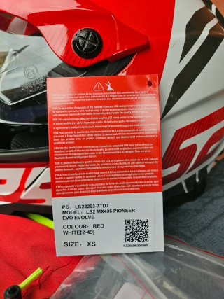 Casco Moto LS2 Pioneer Talla XS Rojo/Blanco