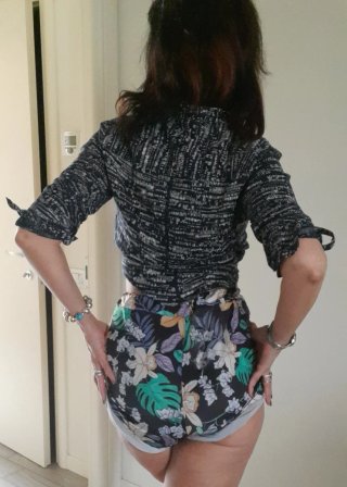 Camicia blu stampata poliestere stretch tg. S