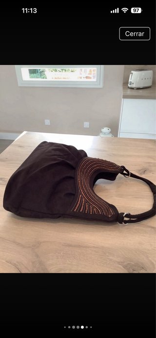 Precioso bolso de algodon en marron chocolate