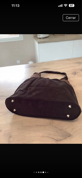 Precioso bolso de algodon en marron chocolate