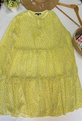 Vestido Comma amarillo lunares