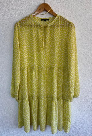 Vestido Comma amarillo lunares