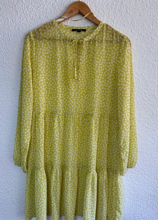 Vestido Comma amarillo lunares