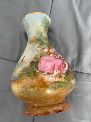 Jarrón porcelana valenciana paisaje romántico