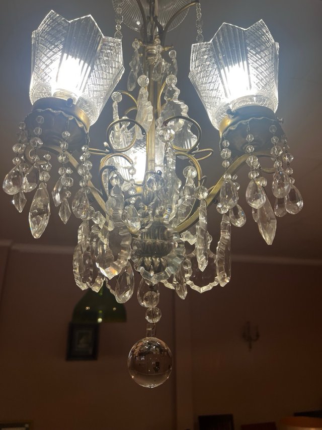 Lámpara de techo antigua de cristal