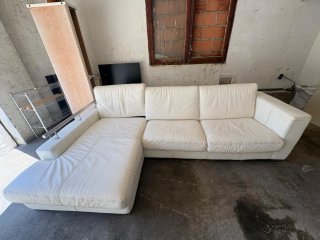 Sofá 3 plazas piel blanco