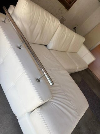 Sofá 3 plazas piel blanco