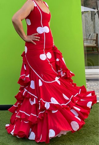 Vestido de Flamenca Rojo Talla 38