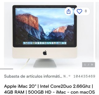 Apple iMac 20 negociable *Sin comtraseña
