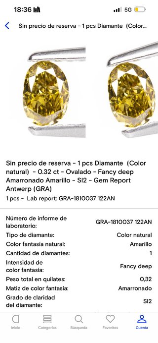 Diamante Amarillo Ovalado 0,32ct
