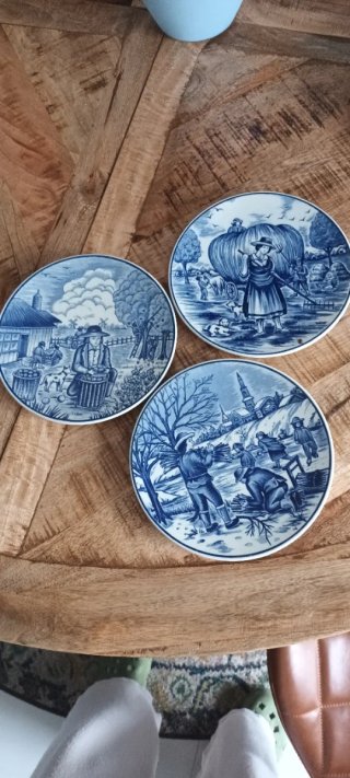 Lote de 3 platosfoto s orginales Delftsblauw  bord