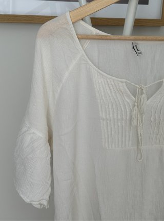 Blusa Stradivarius Blanca Manga Farol Talla XL