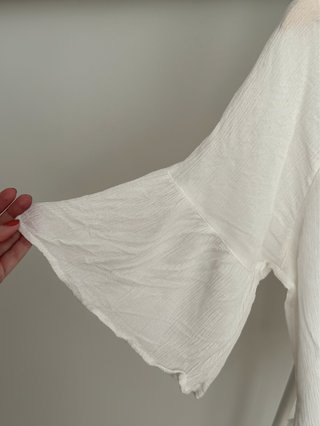 Blusa Stradivarius Blanca Manga Farol Talla XL
