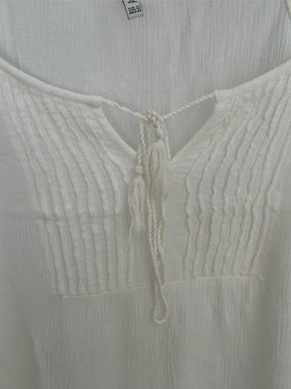 Blusa Stradivarius Blanca Manga Farol Talla XL