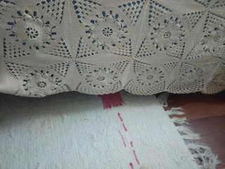 Colcha ganchillo hecha a mano beige