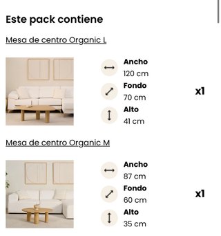 Juego de 2 mesas de centro de madera Wabi home