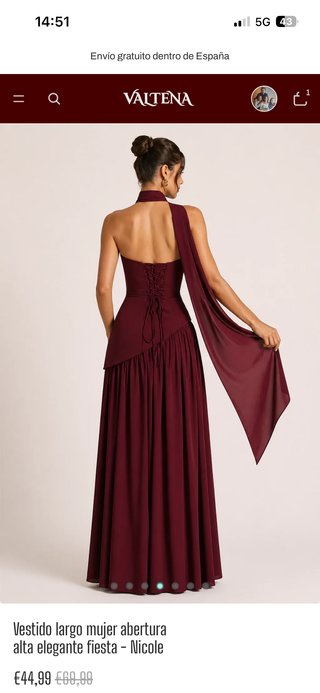 Vestido VALTENA fiesta abertura elegante