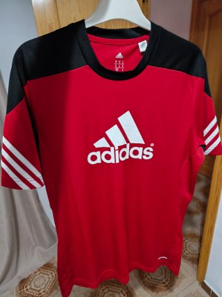 Camiseta Adidas Hombre Roja y Negra Talla M