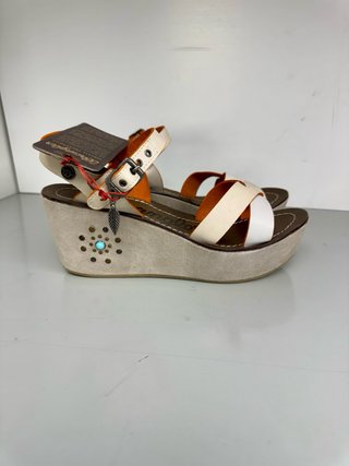 Sandali zeppa Wrangler donna arancio/bianco