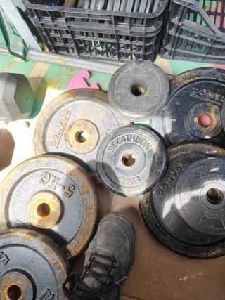 Discos  barras y mancuernas negociables