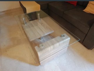 Mesa centro madera y cristal moderna