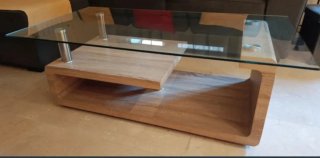 Mesa centro madera y cristal moderna