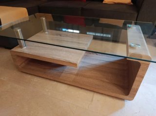 Mesa centro madera y cristal moderna