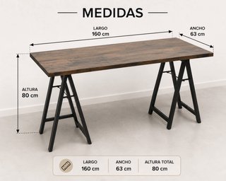 Mesa escritorio estilo madera oscura– 160 × 63 cm
